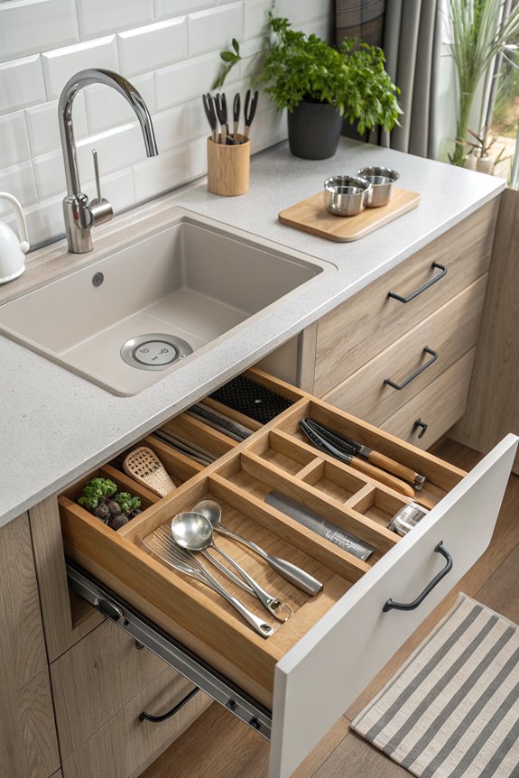 organize utensils with dividers