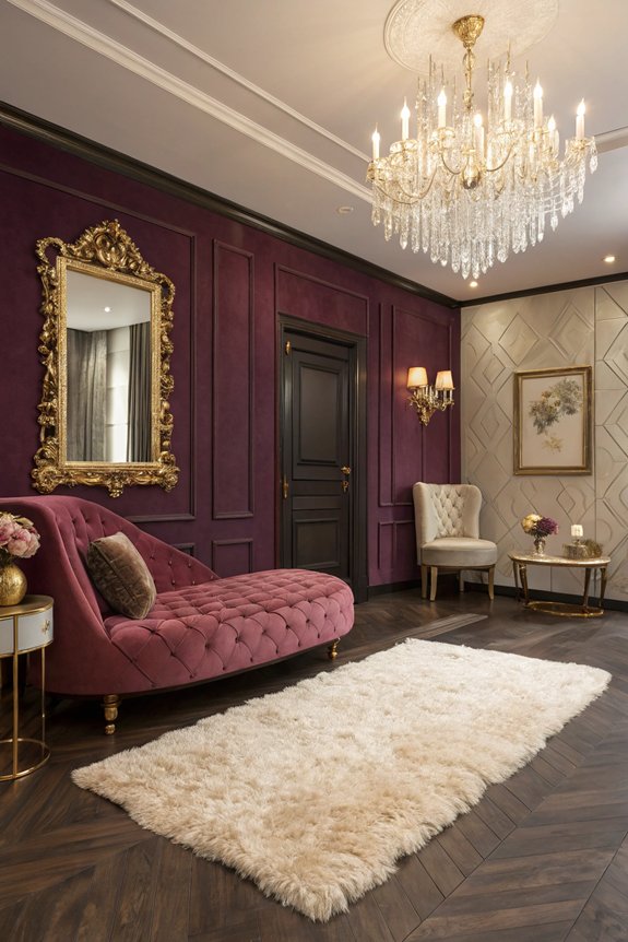 plush rugs enhance glam room