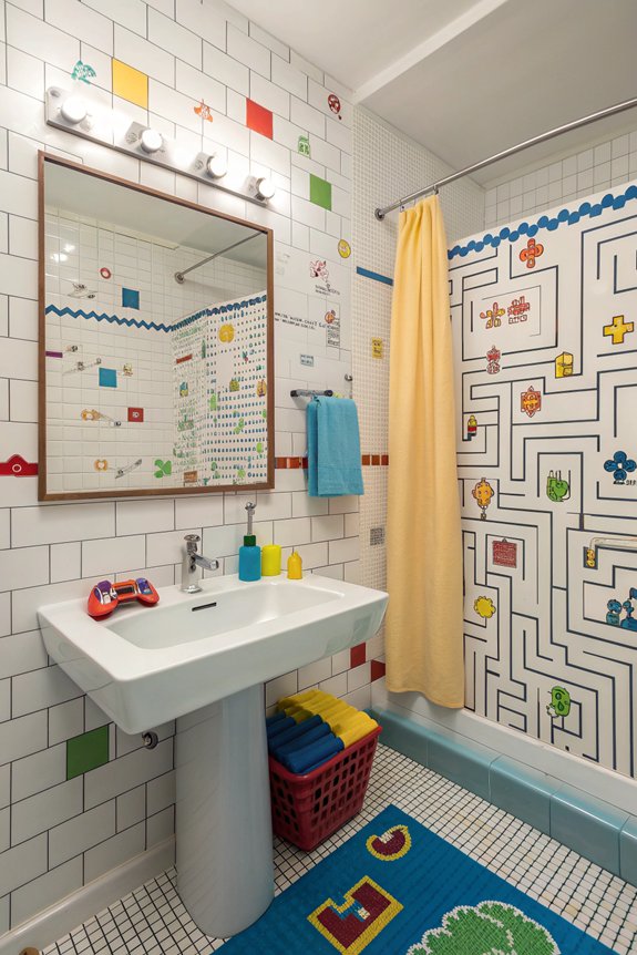 puzzle themed bathroom decor