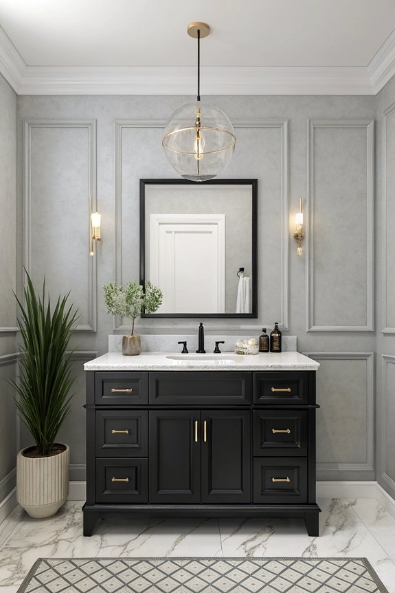 sleek modern black vanity