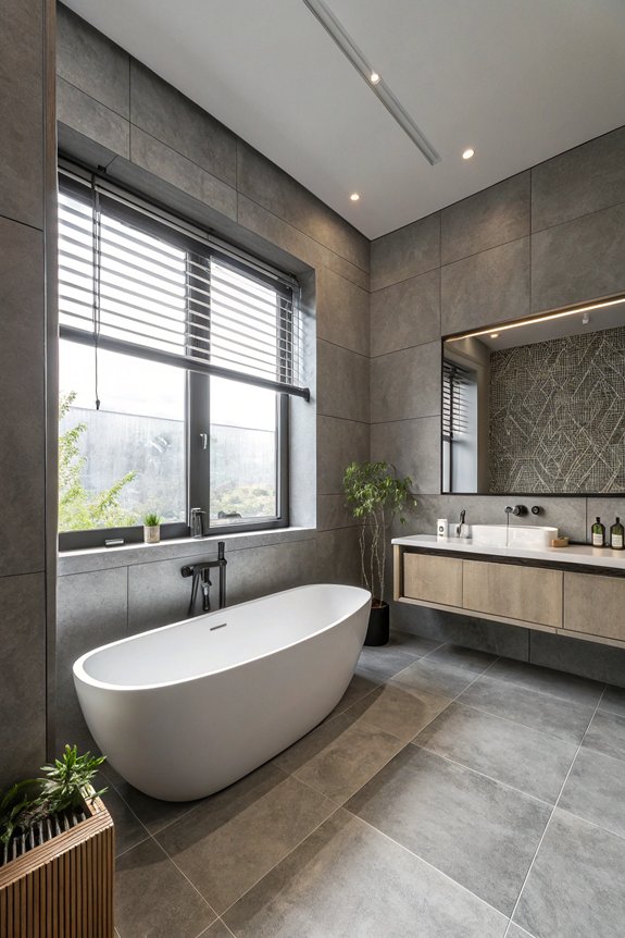 sleek serene gray bathroom