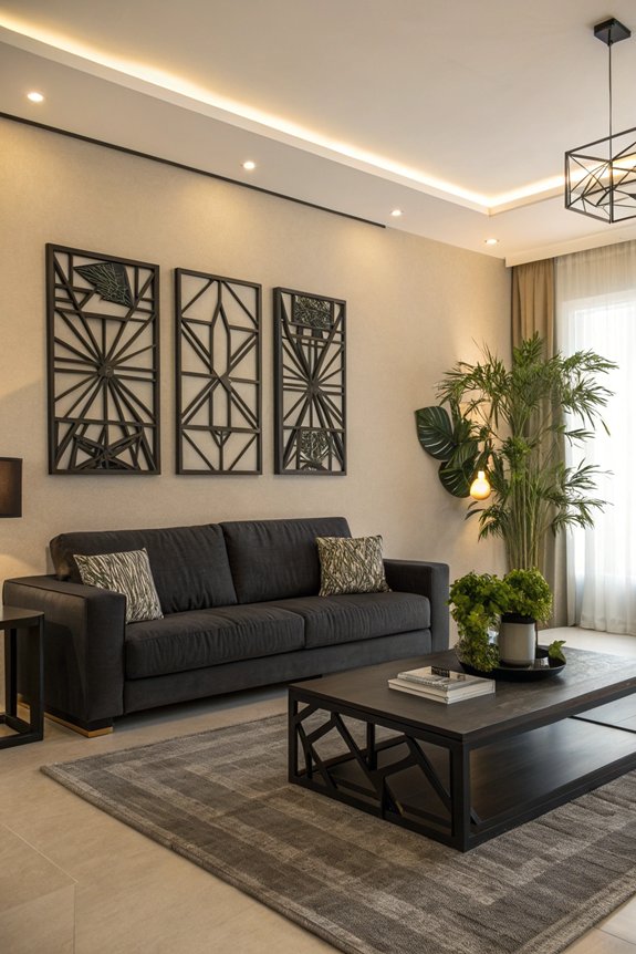 sophisticated black and neutral art