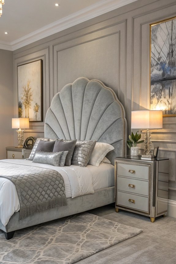 sophisticated grey arched headboard