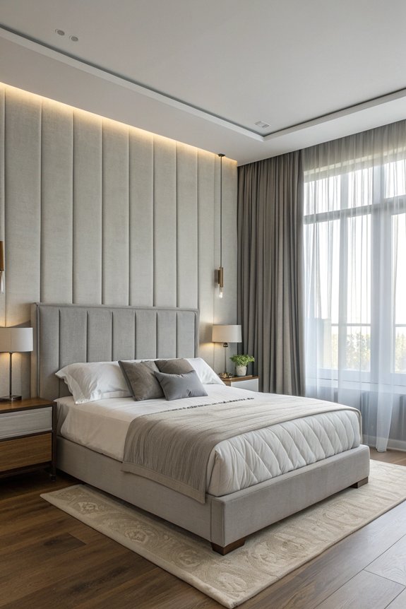 sophisticated minimalist grey headboard