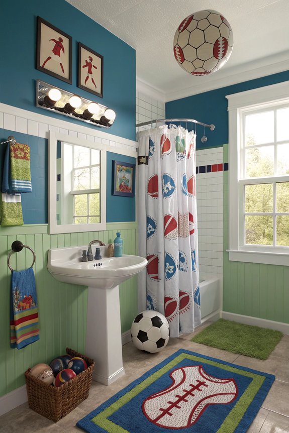 sports themed bathroom decor