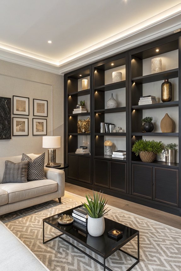 stylish black shelving units