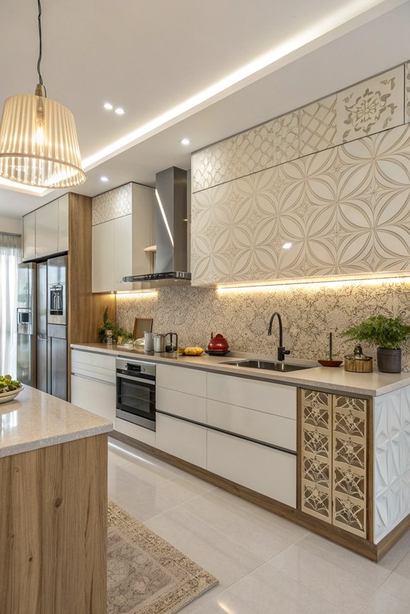 textured backsplashes enhance kitchens