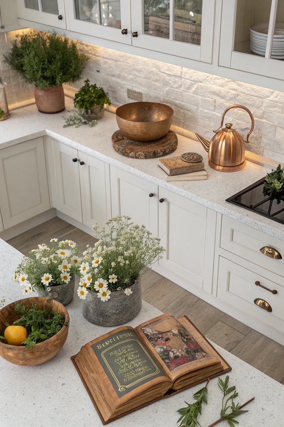 themed kitchen cabinet display