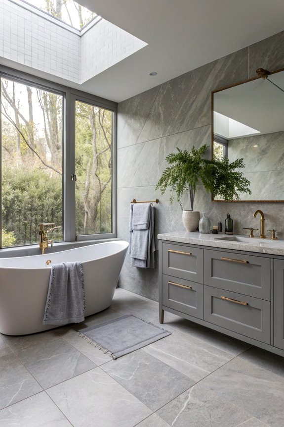 tranquil monochromatic gray bathroom