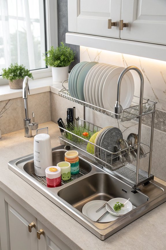 vertical dish rack setup