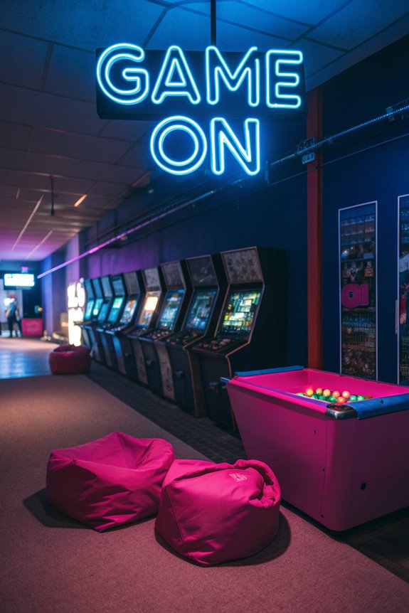 vibrant neon game room