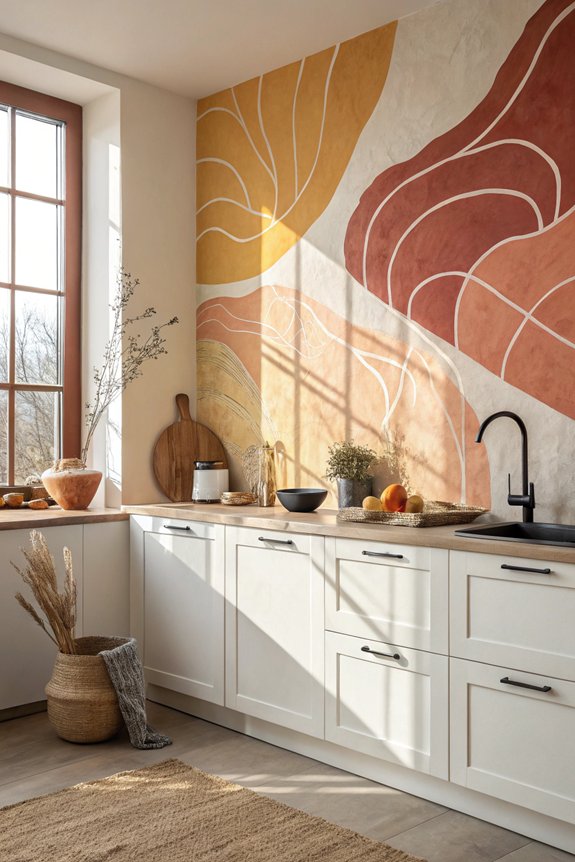 warm toned abstract kitchen art