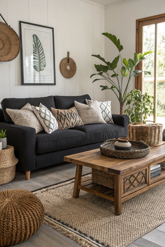 warm wood accents enhance decor