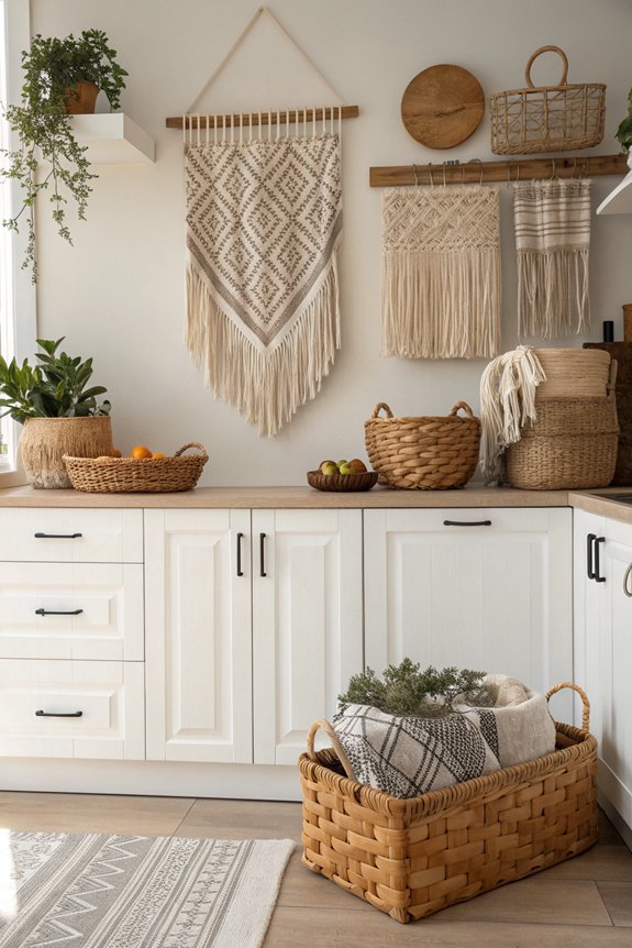 woven textiles enhance kitchen decor